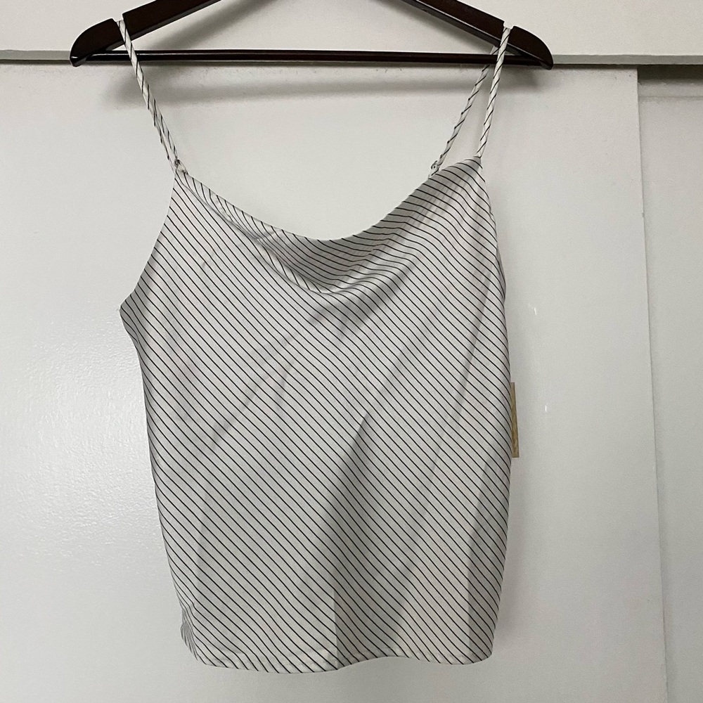 Satin Striped Cowl Neck Top